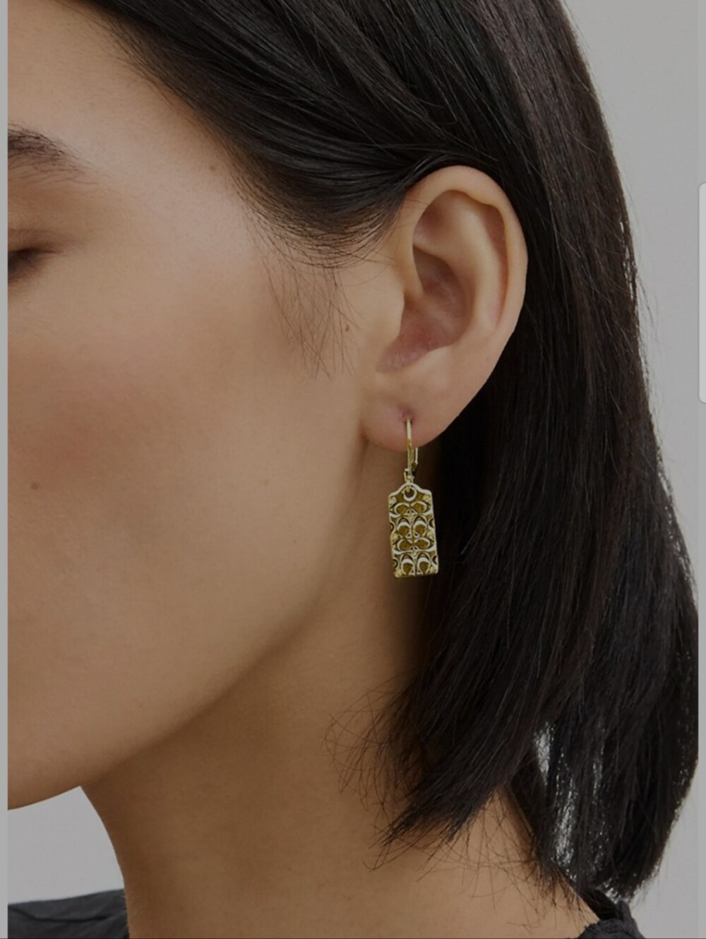 Coach Quilted C Drop Bag Tag Earrings - Picture 7 of 7